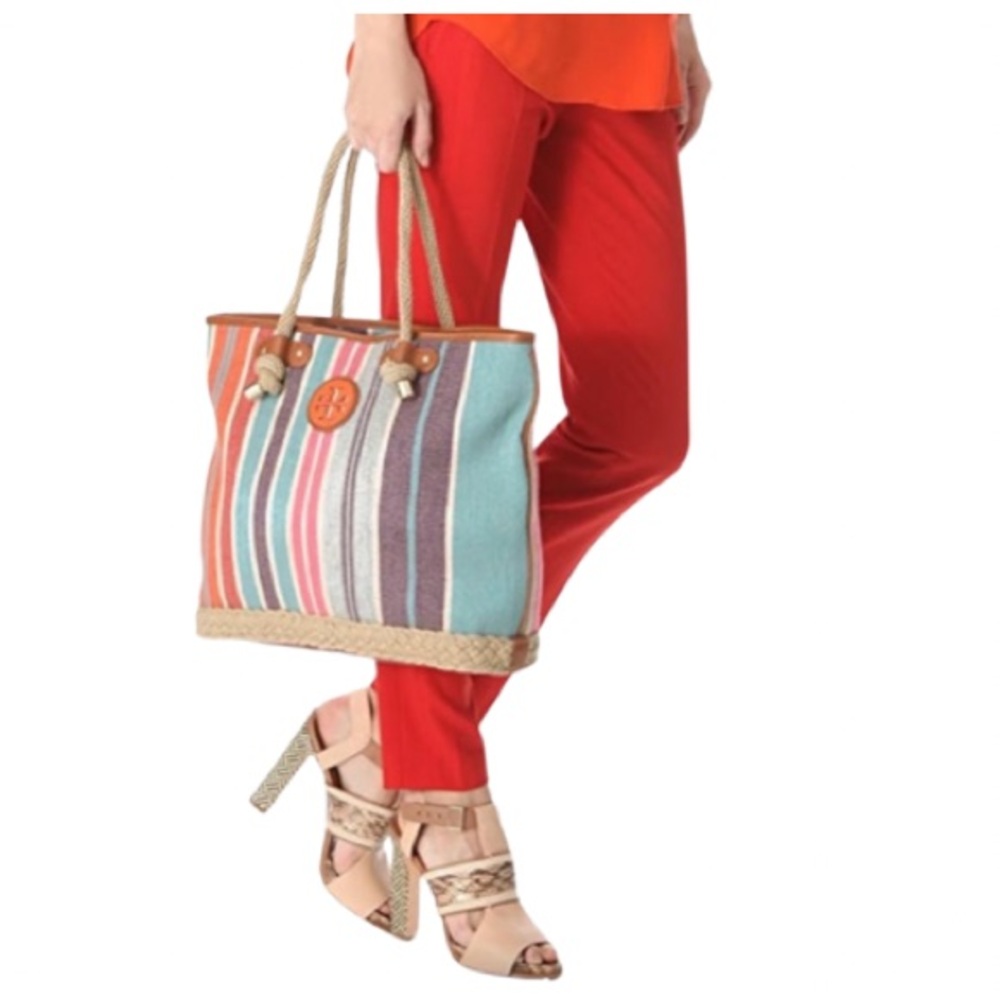 Tory Burch Jaden Baja Canvas Tote - Picture 10 of 10